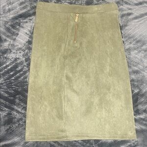 Olive Green Suede like material Pencil Skirt